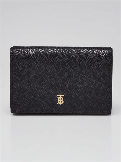 Black Grainy Leather Lark TB Compact Wallet 